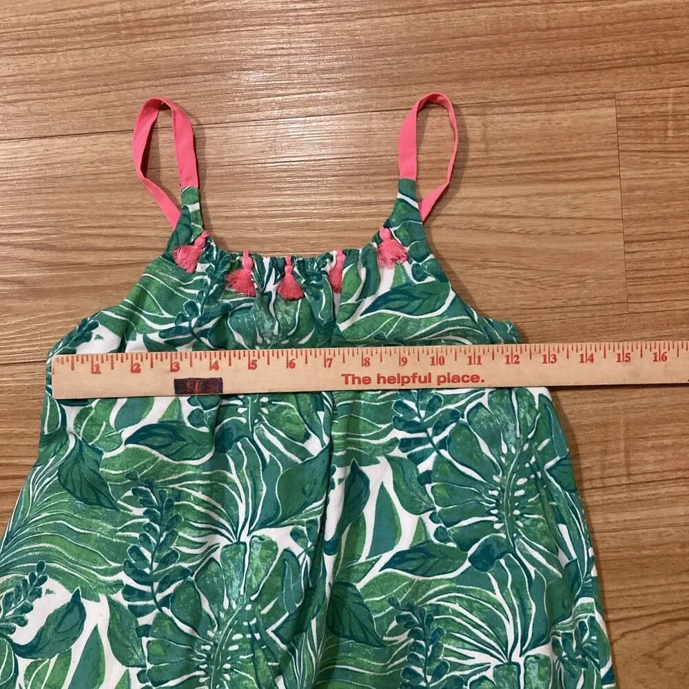 Tommy Bahama Girls 7 Floral Tropical Green Pink Strappy Summer Resort Dress